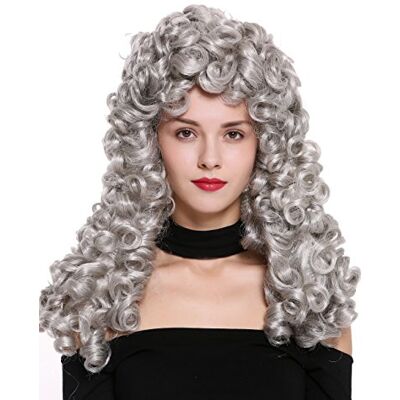 WIG ME UP B17-2P-B-51 Perruque dame homme baroque renaissance roi gentilhomme boucles longues bouclées gris argenté - Publicité WIG ME UP B17-2P-B-51 Perruque dame homme baroque renaissance roi gentilhomme boucles longues bouclées gris argenté - Publicité