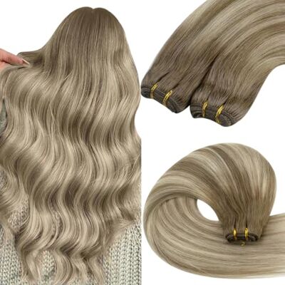 YoungSee Tissage Cheveux Naturels Ombre 35 CM Extension Cheveux Humain Tissage Brun Moyen avec Blond Platine Balayage Weft Hair Extension 14 Pouce Courts 100g Faciles à Poser /8/60/8 - Publicité YoungSee Tissage Cheveux Naturels Ombre 35 CM Extension Cheveux Humain Tissage Brun Moyen avec Blond Platine Balayage Weft Hair Extension 14 Pouce Courts 100g Faciles à Poser /8/60/8 - Publicité