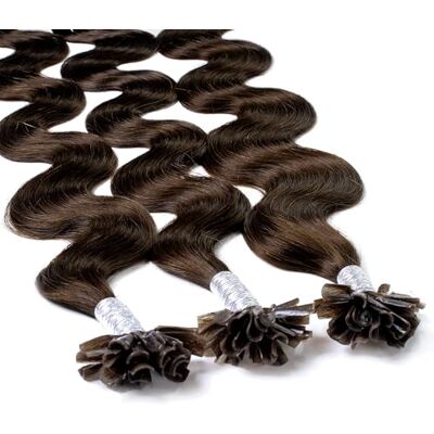 hair2heart 25 x 0.5g extensions cheveux keratine à chaud 50cm, couleur #4 brun, ondulé - Publicité hair2heart 25 x 0.5g extensions cheveux keratine à chaud 50cm, couleur #4 brun, ondulé - Publicité