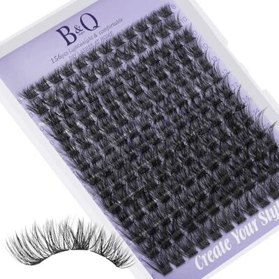 B&Qaugen B&Q B02 Lot de 156 extensions de cils en grappe 8-16MIX avec pinceau mascara, dissolvant de colle, applicateurs pour extensions de cils DIY (B02, Only Lash) - Publicité B&Qaugen B&Q B02 Lot de 156 extensions de cils en grappe 8-16MIX avec pinceau mascara, dissolvant de colle, applicateurs pour extensions de cils DIY (B02, Only Lash) - Publicité