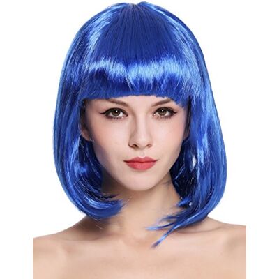 WIG ME UP 0073-3-PC3 Perruque Dame Carnaval carré Long Hauteur d'épaules Frange Lisse Bleu - Publicité WIG ME UP 0073-3-PC3 Perruque Dame Carnaval carré Long Hauteur d'épaules Frange Lisse Bleu - Publicité