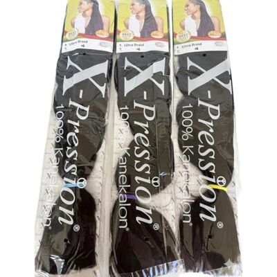 x-pression XPRESSION EXTENSION DE CHEVEUX ULTRA BRAID POUR TRESSAGE 208,28 cm 165g Par Paquet (OFFRE 3 PAQUETS) COULEUR 1 - Publicité x-pression XPRESSION EXTENSION DE CHEVEUX ULTRA BRAID POUR TRESSAGE 208,28 cm 165g Par Paquet (OFFRE 3 PAQUETS) COULEUR 1 - Publicité