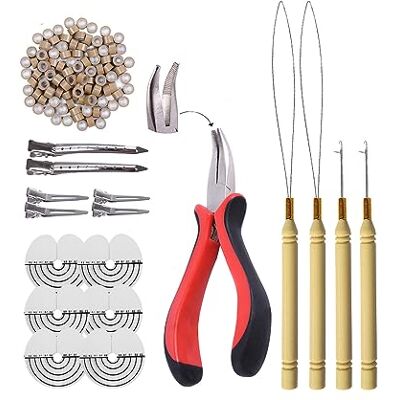 YANTAISIYU Kit pour extensions micro anneau en silicone pince pour extension plume cheveux (Blond foncé) - Publicité YANTAISIYU Kit pour extensions micro anneau en silicone pince pour extension plume cheveux (Blond foncé) - Publicité