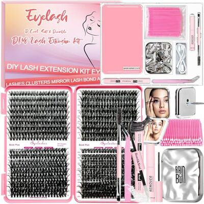Qiveaory Kit d'extension de Cils 720 Mèches de Cils,1X/2X Miroir de Voyage avec Lumière LED,Lash Bond and Seal,Dissolvant de Lashes,Brosse Lash,Pinces à épiler,Mini Applicateur(10-18mm,30-60D) - Publicité Qiveaory Kit d'extension de Cils 720 Mèches de Cils,1X/2X Miroir de Voyage avec Lumière LED,Lash Bond and Seal,Dissolvant de Lashes,Brosse Lash,Pinces à épiler,Mini Applicateur(10-18mm,30-60D) - Publicité