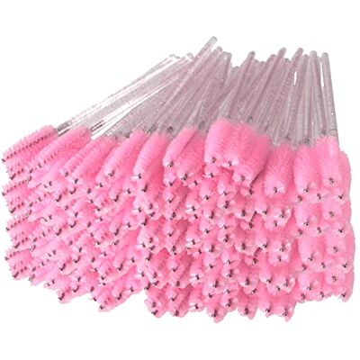 ZEONHEI Lot de 200 brosses à cils jetables en cristal rose, pinceaux à mascara pour sourcils, brosse à huile de ricin, applicateur de pinceaux pour extensions de cils, outils de maquillage cosmétiques - Publicité ZEONHEI Lot de 200 brosses à cils jetables en cristal rose, pinceaux à mascara pour sourcils, brosse à huile de ricin, applicateur de pinceaux pour extensions de cils, outils de maquillage cosmétiques - Publicité