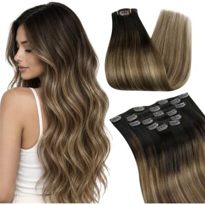 Ugeat 10 extensions de cheveux à clip Remy Hair 40,6 cm 120 g Cheveux droits et soyeux 100 % humains Dégradé de couleur du brun foncé #4 au blond clair # 6 N°613 - Publicité Ugeat 10 extensions de cheveux à clip Remy Hair 40,6 cm 120 g Cheveux droits et soyeux 100 % humains Dégradé de couleur du brun foncé #4 au blond clair # 6 N°613 - Publicité