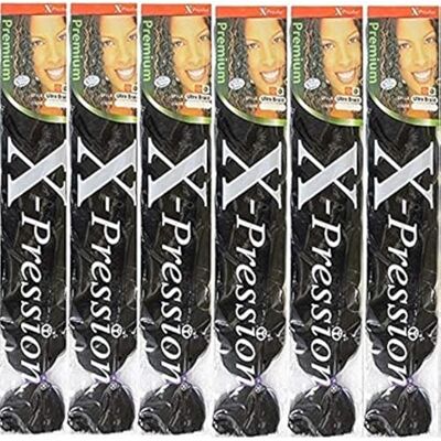 x-pression #1B Ultra Braid Lot de 6 extensions de cheveux - Publicité x-pression #1B Ultra Braid Lot de 6 extensions de cheveux - Publicité