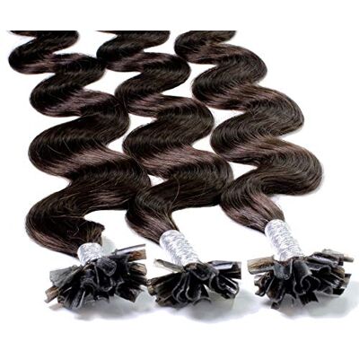 hair2heart 25 x 0.5g extensions cheveux keratine à chaud 40cm, couleur #2 Chocolat foncé, ondulé - Publicité hair2heart 25 x 0.5g extensions cheveux keratine à chaud 40cm, couleur #2 Chocolat foncé, ondulé - Publicité