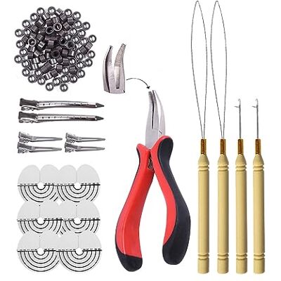 YANTAISIYU Kit pour extensions micro anneau en silicone pince pour extension plume cheveux (Marron foncé) - Publicité YANTAISIYU Kit pour extensions micro anneau en silicone pince pour extension plume cheveux (Marron foncé) - Publicité