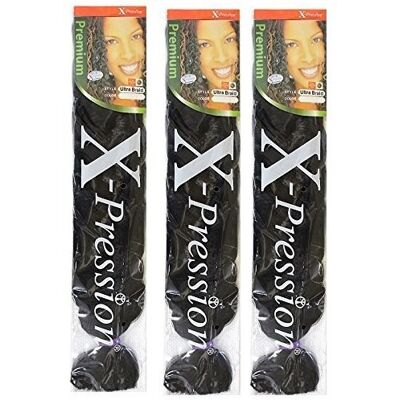 x-pression Ultra Braid Extensions de cheveux artificiels #1B environ 210 cm (3 pièces). Publicité x-pression Ultra Braid Extensions de cheveux artificiels #1B environ 210 cm (3 pièces). Publicité