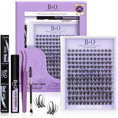 B&Qaugen B&Q Kit d'extension de cils B28 156 pièces 8-16 MIX Avec pinceau mascara, dissolvant de colle, applicateurs pour extensions de cils DIY (B28, kit) - Publicité B&Qaugen B&Q Kit d'extension de cils B28 156 pièces 8-16 MIX Avec pinceau mascara, dissolvant de colle, applicateurs pour extensions de cils DIY (B28, kit) - Publicité