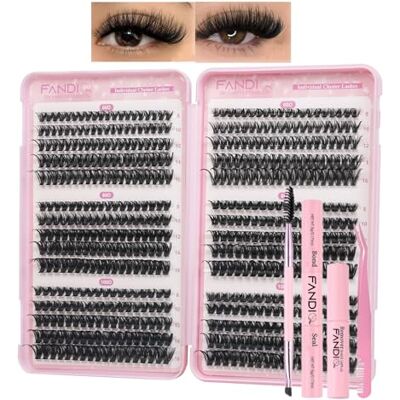 FANDIQ Kit de 560 extensions de cils individuels naturels et épais 60D 80D 100D À faire soi-même Avec pince à épiler, colle à cils et dissolvant Mélange de 8 à 16 mm (C05KIT) - Publicité FANDIQ Kit de 560 extensions de cils individuels naturels et épais 60D 80D 100D À faire soi-même Avec pince à épiler, colle à cils et dissolvant Mélange de 8 à 16 mm (C05KIT) - Publicité