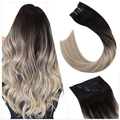 Ugeat Extension Cheveux Naturel Clip Ombre Noir Blond Blanc 50cm Humain Extension a Clip Cheveux Naturel Humain Noir Balayage Blond Platine Invisible Lisse 105G 20Pouce BA1B/60A - Publicité Ugeat Extension Cheveux Naturel Clip Ombre Noir Blond Blanc 50cm Humain Extension a Clip Cheveux Naturel Humain Noir Balayage Blond Platine Invisible Lisse 105G 20Pouce BA1B/60A - Publicité