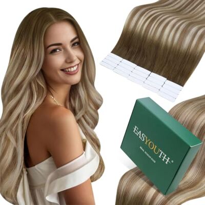 Easyouth Extension Adhesive Cheveux Naturel Blond Balayage Extension Cheveux Humain Adhesif Ombre Brun Foncé à Brun avec Blond Extension de Cheveux Adhésif Invisible 40cm 40g 20Pcs #3/8/22 - Publicité Easyouth Extension Adhesive Cheveux Naturel Blond Balayage Extension Cheveux Humain Adhesif Ombre Brun Foncé à Brun avec Blond Extension de Cheveux Adhésif Invisible 40cm 40g 20Pcs #3/8/22 - Publicité