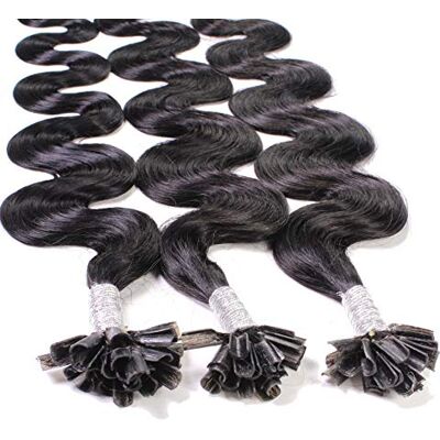 hair2heart 25 x 0.5g extensions cheveux keratine à chaud 50cm, couleur #1b Noir naturel, ondulé - Publicité hair2heart 25 x 0.5g extensions cheveux keratine à chaud 50cm, couleur #1b Noir naturel, ondulé - Publicité