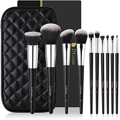 DUcare Lot de 10 pinceaux de maquillage professionnels avec étui Pour femme Qualité supérieure Pour fond de teint, fond de teint, poudre, blush, anti-cernes Avec sac - Publicité DUcare Lot de 10 pinceaux de maquillage professionnels avec étui Pour femme Qualité supérieure Pour fond de teint, fond de teint, poudre, blush, anti-cernes Avec sac - Publicité
