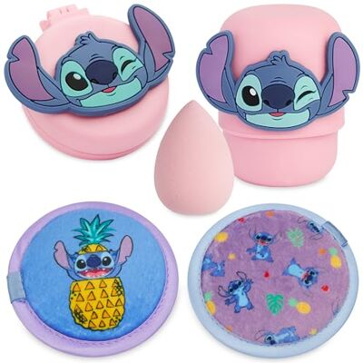 Ensemble d'accessoires de beauté Disney Stitch - Éponges et disques démaquillants réutilisables + Brosse de voyage - Publicité Ensemble d'accessoires de beauté Disney Stitch - Éponges et disques démaquillants réutilisables + Brosse de voyage - Publicité