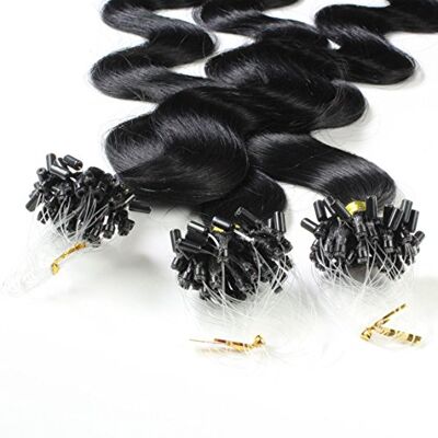 hair2heart 25 x 1g Extension cheveux à froid loops 50cm, couleur #1 Noir foncé, ondulé - Publicité hair2heart 25 x 1g Extension cheveux à froid loops 50cm, couleur #1 Noir foncé, ondulé - Publicité