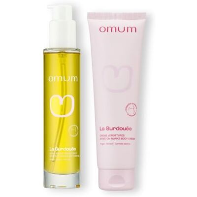 Omum La Surdouée Duo Crème et Huile Prévention vergetures Protège, régénère la peau, prévient la formation des vergetures Compatible grossesse dès 1er mois Vegan 150 ml et 100 ml - Publicité Omum La Surdouée Duo Crème et Huile Prévention vergetures Protège, régénère la peau, prévient la formation des vergetures Compatible grossesse dès 1er mois Vegan 150 ml et 100 ml - Publicité