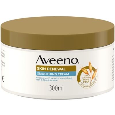 Aveeno Skin Renewal Smoothing Cream (1x 300ml), with Nourishing Prebiotic Oat, 6% Naturally-Derived PHA & Smoothing Niacinamide, Hydrating Skin Cream, Suitable for Rough, Sensitive Dry Skin - Publicité Aveeno Skin Renewal Smoothing Cream (1x 300ml), with Nourishing Prebiotic Oat, 6% Naturally-Derived PHA & Smoothing Niacinamide, Hydrating Skin Cream, Suitable for Rough, Sensitive Dry Skin - Publicité