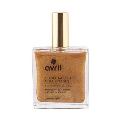 Avril Huile pailletée multi-usages – 100ml , corps et cheveux … - Publicité Avril Huile pailletée multi-usages – 100ml , corps et cheveux … - Publicité
