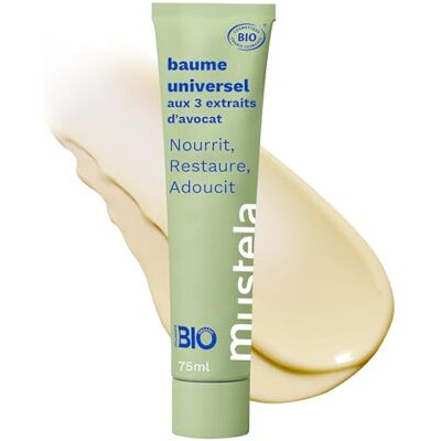 Mustela Baume Universel Visage Corps Mains 75ml Baume universel hydrate et répare les zones sèches du visage, corps et mains, aux 3 extraits d'avocat, toute la famille - Publicité Mustela Baume Universel Visage Corps Mains 75ml Baume universel hydrate et répare les zones sèches du visage, corps et mains, aux 3 extraits d'avocat, toute la famille - Publicité