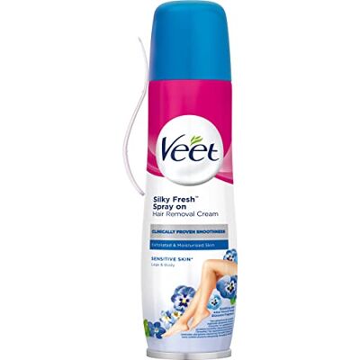 Veet Silky Fresh Spray on, Crème dépilatoire, Peau sensible, Jambes et corps, 150 ml - Publicité Veet Silky Fresh Spray on, Crème dépilatoire, Peau sensible, Jambes et corps, 150 ml - Publicité