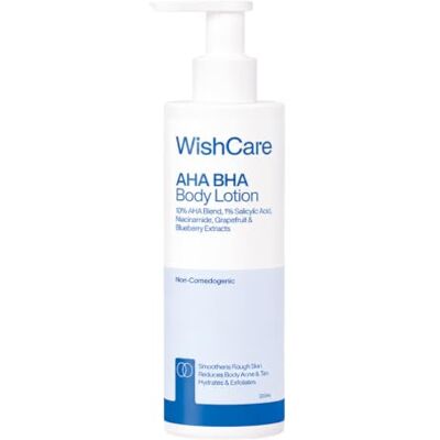 WishCare Lotion corporelle 10 % AHA + 1 % BHA pour homme et femme – Lotion corporelle pour peaux sèches – Démaquillant, lisse les peaux rugueuses et bosselées 200 ml - Publicité WishCare Lotion corporelle 10 % AHA + 1 % BHA pour homme et femme – Lotion corporelle pour peaux sèches – Démaquillant, lisse les peaux rugueuses et bosselées 200 ml - Publicité