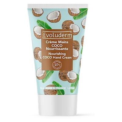 Evoluderm – Crème Mains Coco – 50 ml – 97% d’Origine Naturelle – Végan – Fabrication Française - Publicité Evoluderm – Crème Mains Coco – 50 ml – 97% d’Origine Naturelle – Végan – Fabrication Française - Publicité