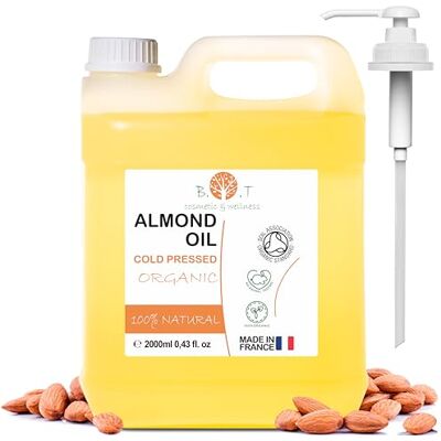 B.O.T cosmetic & wellness Huile Amande Douce Bio, Pressée à Froid, Pure. Huile de Massage Professionel, Huile pour Cheveux et Cils, Hydratant Corps(Mains, Ongles), Visage (Anti-âge), Vergetures Grossesse 2000 ml 2 L - Publicité B.O.T cosmetic & wellness Huile Amande Douce Bio, Pressée à Froid, Pure. Huile de Massage Professionel, Huile pour Cheveux et Cils, Hydratant Corps(Mains, Ongles), Visage (Anti-âge), Vergetures Grossesse 2000 ml 2 L - Publicité