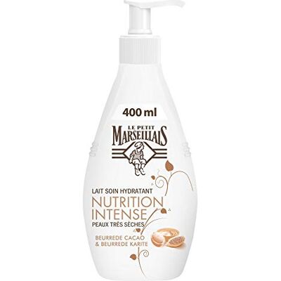 Le Petit Marseillais Lait Corps Hydratant, Nutrition Intense, au Beurre de Cacao et Beurre Karité, Pour Peaux Très Sèches, 400ml - Publicité Le Petit Marseillais Lait Corps Hydratant, Nutrition Intense, au Beurre de Cacao et Beurre Karité, Pour Peaux Très Sèches, 400ml - Publicité