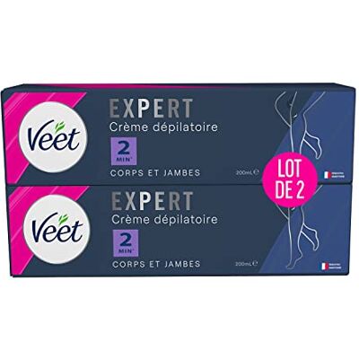 Veet EXPERT Crème Dépilatoire Poils Tenaces Corps & Jambes Agit en 2min Lot de 2x200ml - Publicité Veet EXPERT Crème Dépilatoire Poils Tenaces Corps & Jambes Agit en 2min Lot de 2x200ml - Publicité