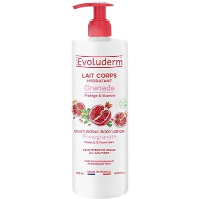 Evoluderm Lait Corps Hydratant Grenade 500ml Ingréidents d'Origine Naturelle Végan Fabriqué en France - Publicité Evoluderm Lait Corps Hydratant Grenade 500ml Ingréidents d'Origine Naturelle Végan Fabriqué en France - Publicité