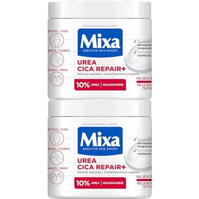 Mixa Kit d'épargne Crème pour le corps Cica Repair+ Urée pour très 10% Urée et Panthénol, lisse, réduit la rugosité et le calme Dès la première utilisation, peau très sèche et sensible - Publicité Mixa Kit d'épargne Crème pour le corps Cica Repair+ Urée pour très 10% Urée et Panthénol, lisse, réduit la rugosité et le calme Dès la première utilisation, peau très sèche et sensible - Publicité