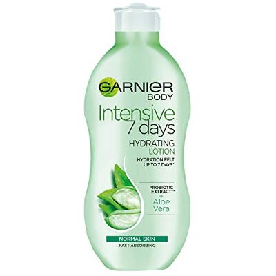 Garnier Intensive 7 Days Aloe Vera Extrait Probiotique Lotion Corporelle Peau Normale 250 ml - Publicité Garnier Intensive 7 Days Aloe Vera Extrait Probiotique Lotion Corporelle Peau Normale 250 ml - Publicité