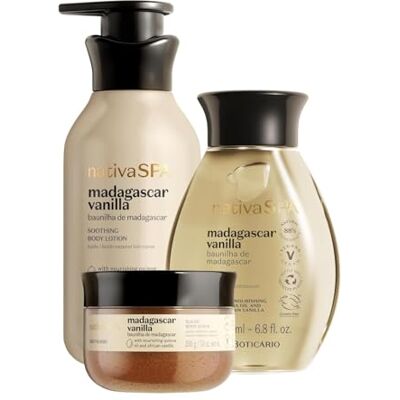 O Boticário Nativa SPA Vanille Coffret cadeau pour femme Crème corporelle vanille 400 ml, huile corporelle hydratante 200 ml et gommage corporel 200 ml - Publicité O Boticário Nativa SPA Vanille Coffret cadeau pour femme Crème corporelle vanille 400 ml, huile corporelle hydratante 200 ml et gommage corporel 200 ml - Publicité