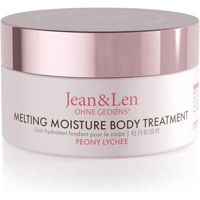 Jean & Len Melting Moisture Body Butter Peony & Lychee, vegan, 200 ml Body Butter nourrissante pour peau normale, résultat de soin parfumé, sans parabènes ni silicones - Publicité Jean & Len Melting Moisture Body Butter Peony & Lychee, vegan, 200 ml Body Butter nourrissante pour peau normale, résultat de soin parfumé, sans parabènes ni silicones - Publicité