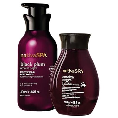 O Boticário Nativa SPA Prune Noire, Coffret Cadeau pour le Soin de la Peau avec Crème Hydratante pour le Corps 400 ml et Huile Parfumée pour le Corps 200 ml - Publicité O Boticário Nativa SPA Prune Noire, Coffret Cadeau pour le Soin de la Peau avec Crème Hydratante pour le Corps 400 ml et Huile Parfumée pour le Corps 200 ml - Publicité