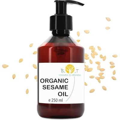 B.O.T cosmetic & wellness Huile de Sésame Bio 100% Pure Pression à Froid Soin Peau & Cheveux Massage Ayurvédique Démaquillant Facial, 250 ml - Publicité B.O.T cosmetic & wellness Huile de Sésame Bio 100% Pure Pression à Froid Soin Peau & Cheveux Massage Ayurvédique Démaquillant Facial, 250 ml - Publicité
