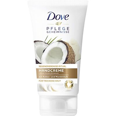 Dove Secrets de soins Ritual régénérant au parfum de coco et d'amande 75 ml Crème pour les mains (1 x 75 ml) - Publicité Dove Secrets de soins Ritual régénérant au parfum de coco et d'amande 75 ml Crème pour les mains (1 x 75 ml) - Publicité