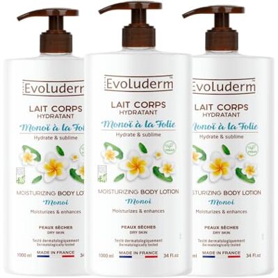 Evoluderm Lait Corps Hydratant Monoï à la Folie 1000 ml Ingrédients d'Origine Naturelle Végan Fabrication Française Lot de 3 x 1000ml - Publicité Evoluderm Lait Corps Hydratant Monoï à la Folie 1000 ml Ingrédients d'Origine Naturelle Végan Fabrication Française Lot de 3 x 1000ml - Publicité