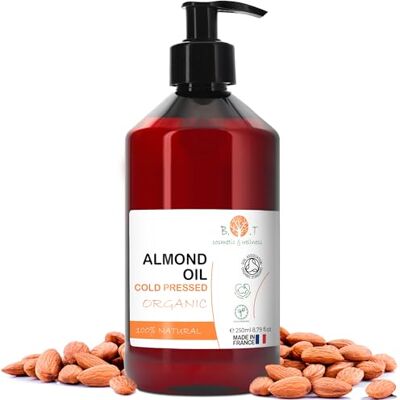 B.O.T cosmetic & wellness Huile Amande Douce Bio, Pressée à Froid, Pure. Huile de Massage Professionel, Huile pour Cheveux et Cils, Hydratant Corps(Mains, Ongles), Visage (Anti-âge), Vergetures Grossesse 250 ml - Publicité B.O.T cosmetic & wellness Huile Amande Douce Bio, Pressée à Froid, Pure. Huile de Massage Professionel, Huile pour Cheveux et Cils, Hydratant Corps(Mains, Ongles), Visage (Anti-âge), Vergetures Grossesse 250 ml - Publicité