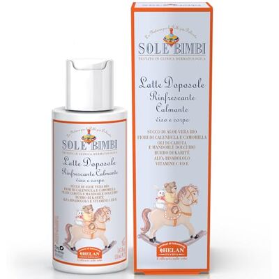 Helan , Sole Bimbi Après-soleil pour enfants et bébés apaisant à la vitamine E et à l'huile d'amande douce, Crème corps après-soleil hydratante au beurre de karité et à l'aloe vera, 150 ml - Publicité Helan , Sole Bimbi Après-soleil pour enfants et bébés apaisant à la vitamine E et à l'huile d'amande douce, Crème corps après-soleil hydratante au beurre de karité et à l'aloe vera, 150 ml - Publicité