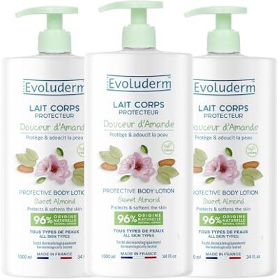 Evoluderm Lait Corps Protecteur Douceur d'Amande 1000 ml 96% d'Origine Naturelle Végan Fabrication Française Lot de 3 x 1000 ml - Publicité Evoluderm Lait Corps Protecteur Douceur d'Amande 1000 ml 96% d'Origine Naturelle Végan Fabrication Française Lot de 3 x 1000 ml - Publicité