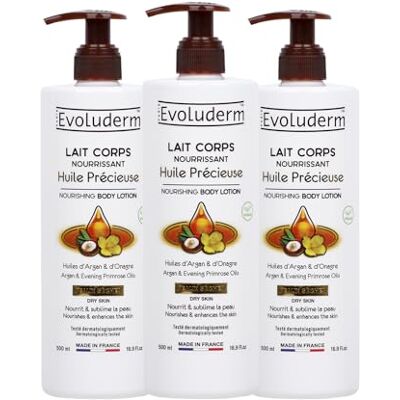 Evoluderm – Lait Corps Ultra-Nourrissant Huile Précieuse 500 ml Ingrédients d'Origine Naturelle Végan Fabrication Française Lot de 3 x 500 ml - Publicité Evoluderm – Lait Corps Ultra-Nourrissant Huile Précieuse 500 ml Ingrédients d'Origine Naturelle Végan Fabrication Française Lot de 3 x 500 ml - Publicité