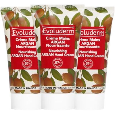 Evoluderm – Crème Mains Argan – 50 ml – 97% d’Origine Naturelle – Végan – Fabrication Française – Lot de 3 x 50 ml - Publicité Evoluderm – Crème Mains Argan – 50 ml – 97% d’Origine Naturelle – Végan – Fabrication Française – Lot de 3 x 50 ml - Publicité