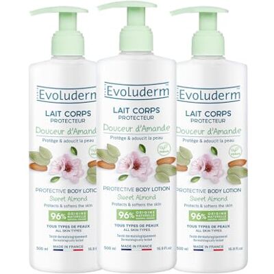 Evoluderm Lait Corps Protecteur Douceur d'Amande 500 ml 96% d'Origine Naturelle Végan Fabrication Française Lot de 3 x 500 ml - Publicité Evoluderm Lait Corps Protecteur Douceur d'Amande 500 ml 96% d'Origine Naturelle Végan Fabrication Française Lot de 3 x 500 ml - Publicité