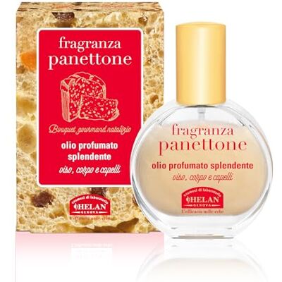 Helan Huile parfumée multi-usages pour cheveux et corps Panettone, spray huile sèche lumineux également pour le visage et la barbe. Publicité Helan Huile parfumée multi-usages pour cheveux et corps Panettone, spray huile sèche lumineux également pour le visage et la barbe. Publicité