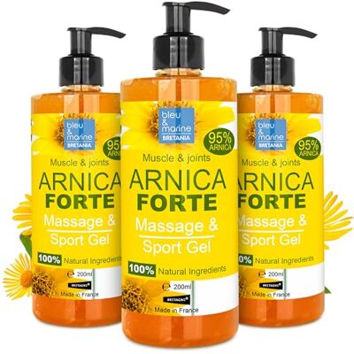 bleu & marine Bretania Gel concentré d'Arnica FORTE 90% d'extrait d'Arnica BIO issu de l'Agriculture Biologique. Gel de Massage pour les Muscles et les Articulations. Hydratant pour la Peau Formato Familiar 3 x 200 ml - Publicité bleu & marine Bretania Gel concentré d'Arnica FORTE 90% d'extrait d'Arnica BIO issu de l'Agriculture Biologique. Gel de Massage pour les Muscles et les Articulations. Hydratant pour la Peau Formato Familiar 3 x 200 ml - Publicité