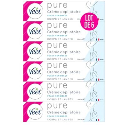 Veet PURE Crème Dépilatoire Corps & Jambes Peaux Sensibles Sans Odeur d'Amoniaque Lot de 6x200ml - Publicité Veet PURE Crème Dépilatoire Corps & Jambes Peaux Sensibles Sans Odeur d'Amoniaque Lot de 6x200ml - Publicité